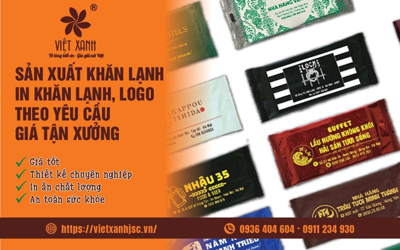 Sản Xuất khăn lạnh, in khăn lạnh, logo theo yêu cầu giá tận xưởng