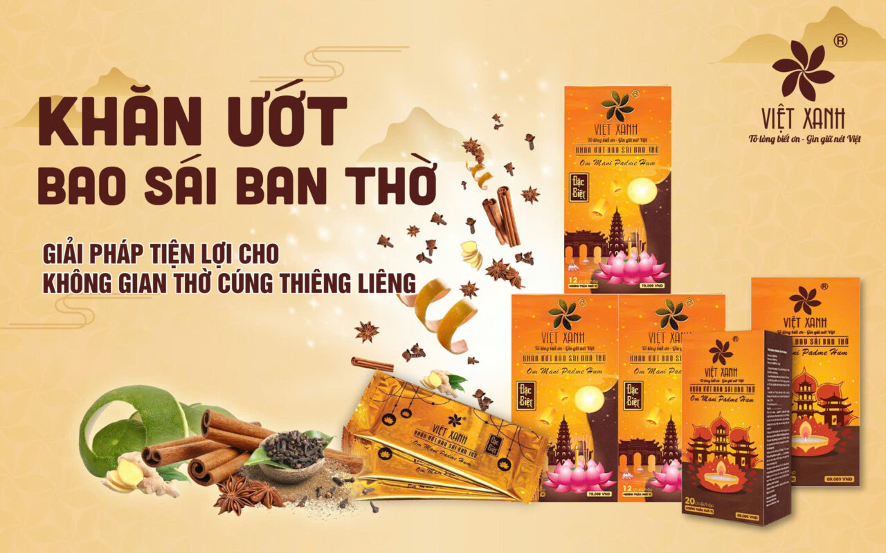 Khăn ướt Bao Sái Ban Thờ Việt Xanh