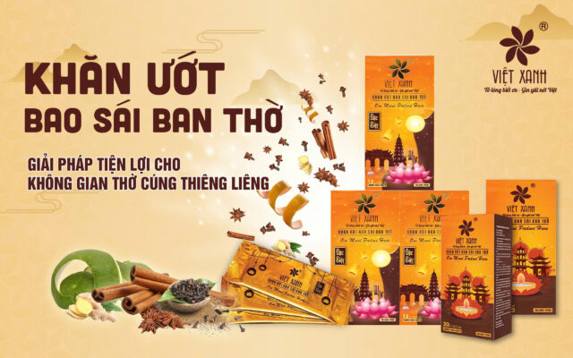 Khăn ướt Bao Sái Ban Thờ Việt Xanh