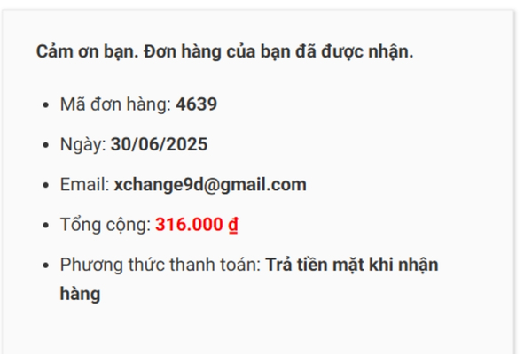 xác nhận đơn hàng