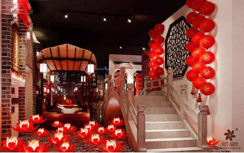 trang trí nhà hàng chủ đề trung thu