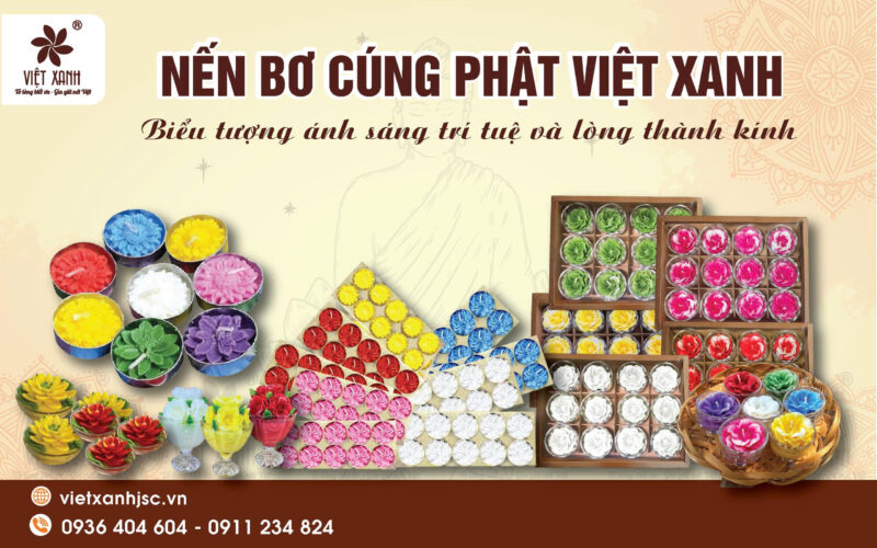 nến bơ cúng phật Việt Xanh