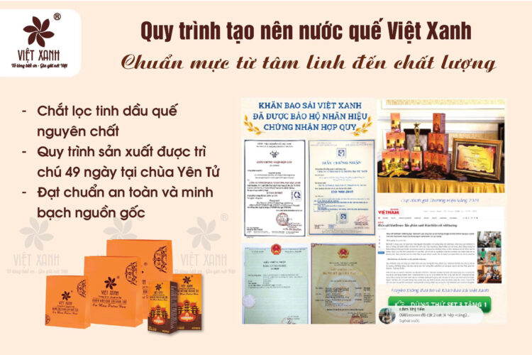 Quy trình tạo nên nước quế Việt Xanh - Chuẩn mực từ tâm linh đến chất lượng