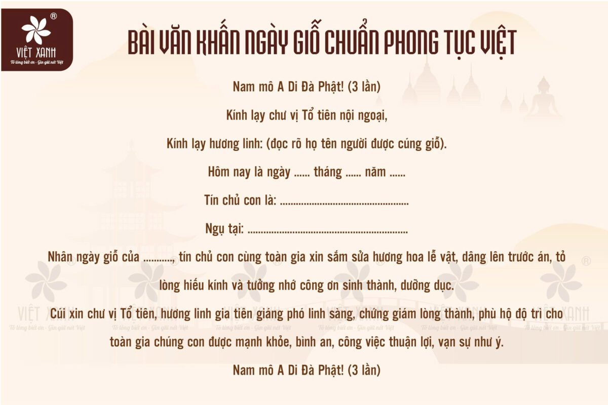 Bài văn khấn ngày giỗ chuẩn phong tục Việt