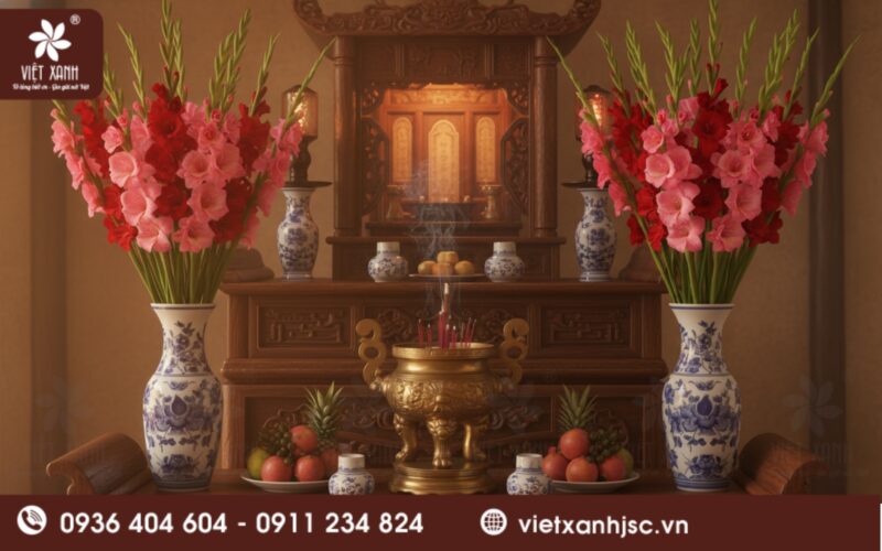 cách cắm loa lay ơn bàn thờ