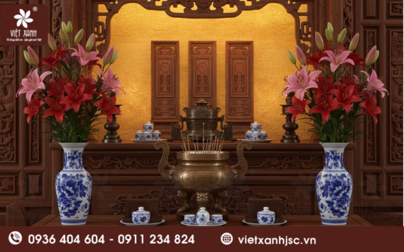 cách cắm hoa ly ban thờ