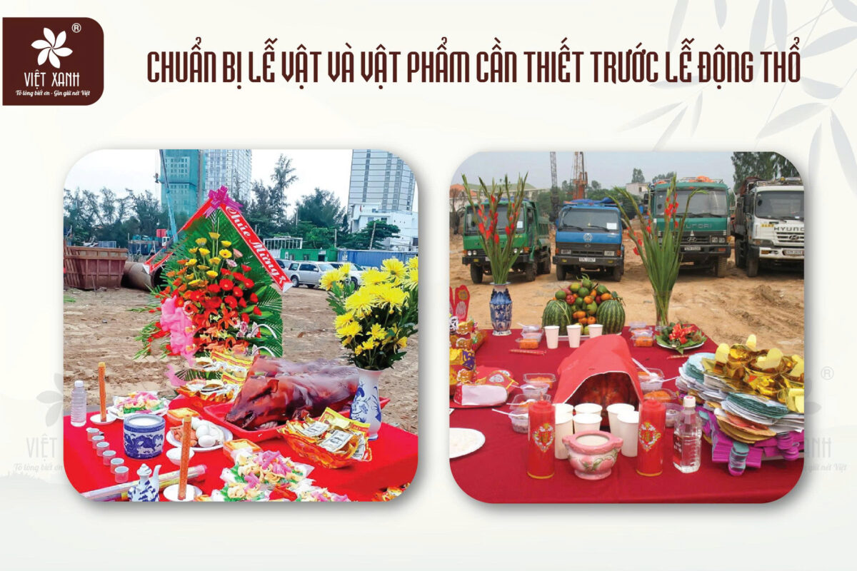 Chuẩn bị lễ vật và vật phẩm cần thiết trước lễ động thổ