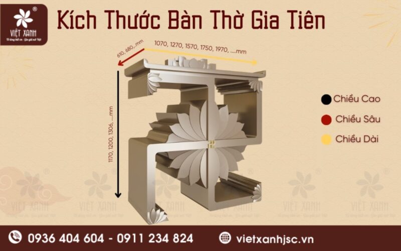 kích thước ban thờ treo tường theo phong thủy