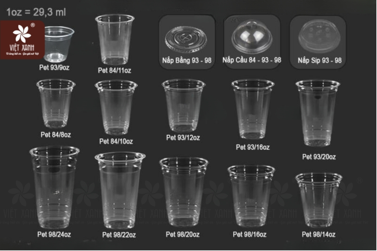 Phân loại chi tiết các size ly nhựa