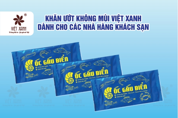 Sản phẩm khăn ướt không mùi Việt Xanh dành cho nhà hàng, khách sạn