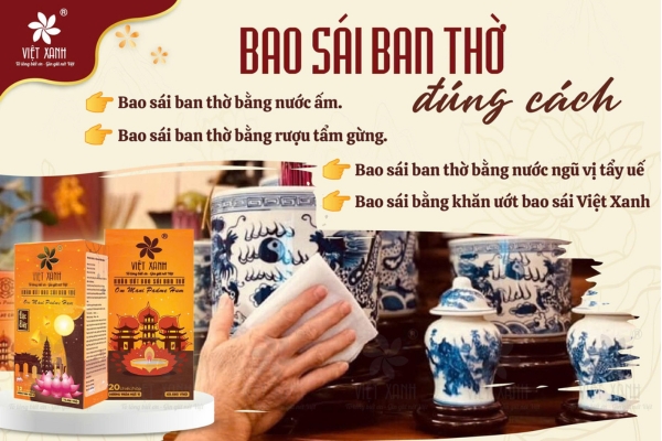 Cách bao sái ban thờ truyền thống