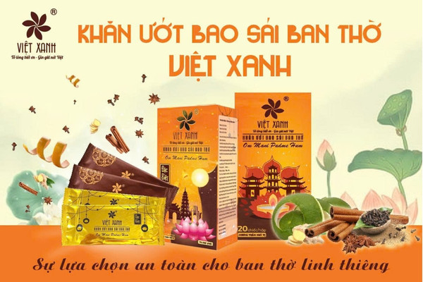 Khăn Ướt Bao Sái Ban Thờ Việt Xanh - Khăn vải lau ban thờ từ sợi không dệt