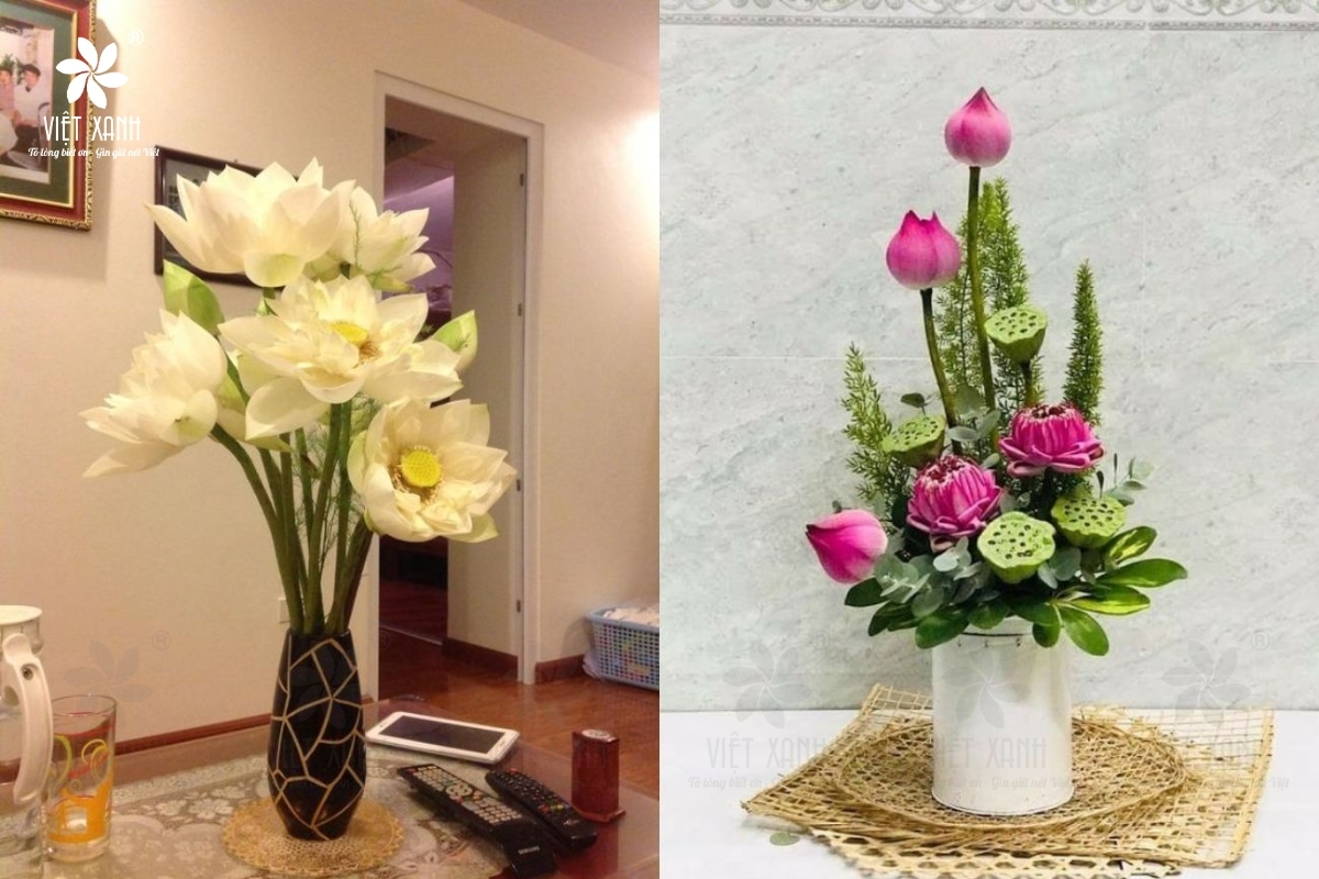 Một số cách cắm hoa sen ngày tết