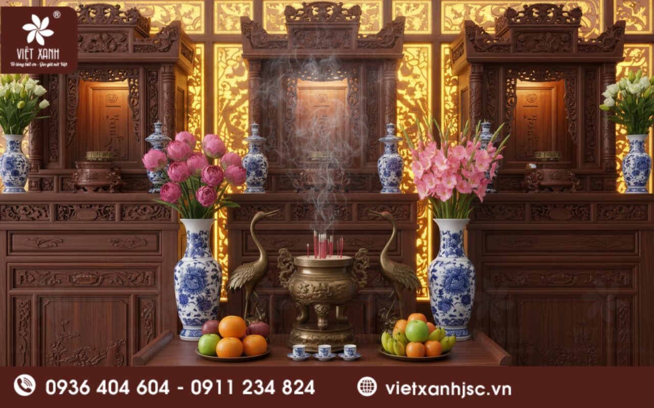 cách sắp xếp bát hương trên ban thờ gia tiên
