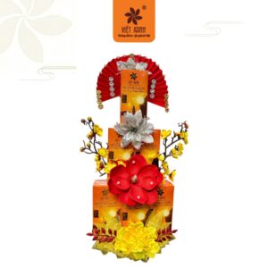 tháp khăn cúng dường hoa vàng