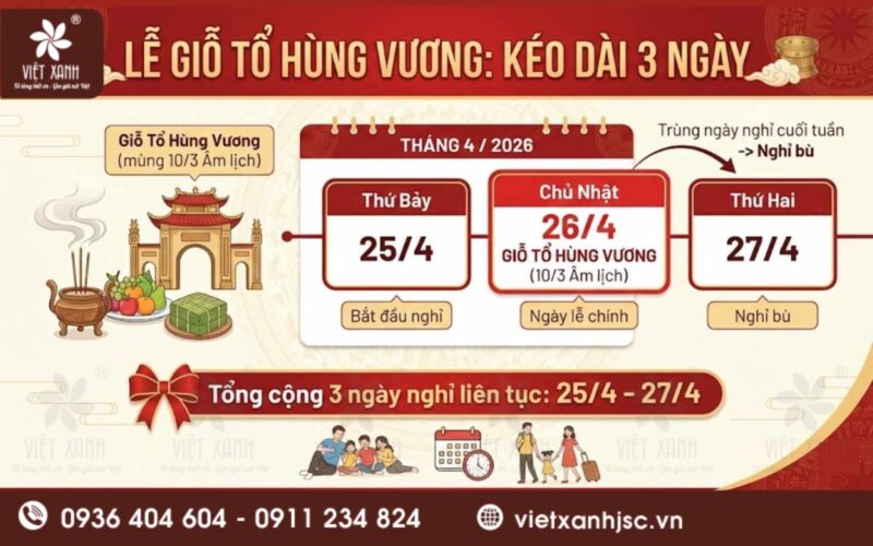 lịch nghỉ lễ giỗ tổ hùng vương