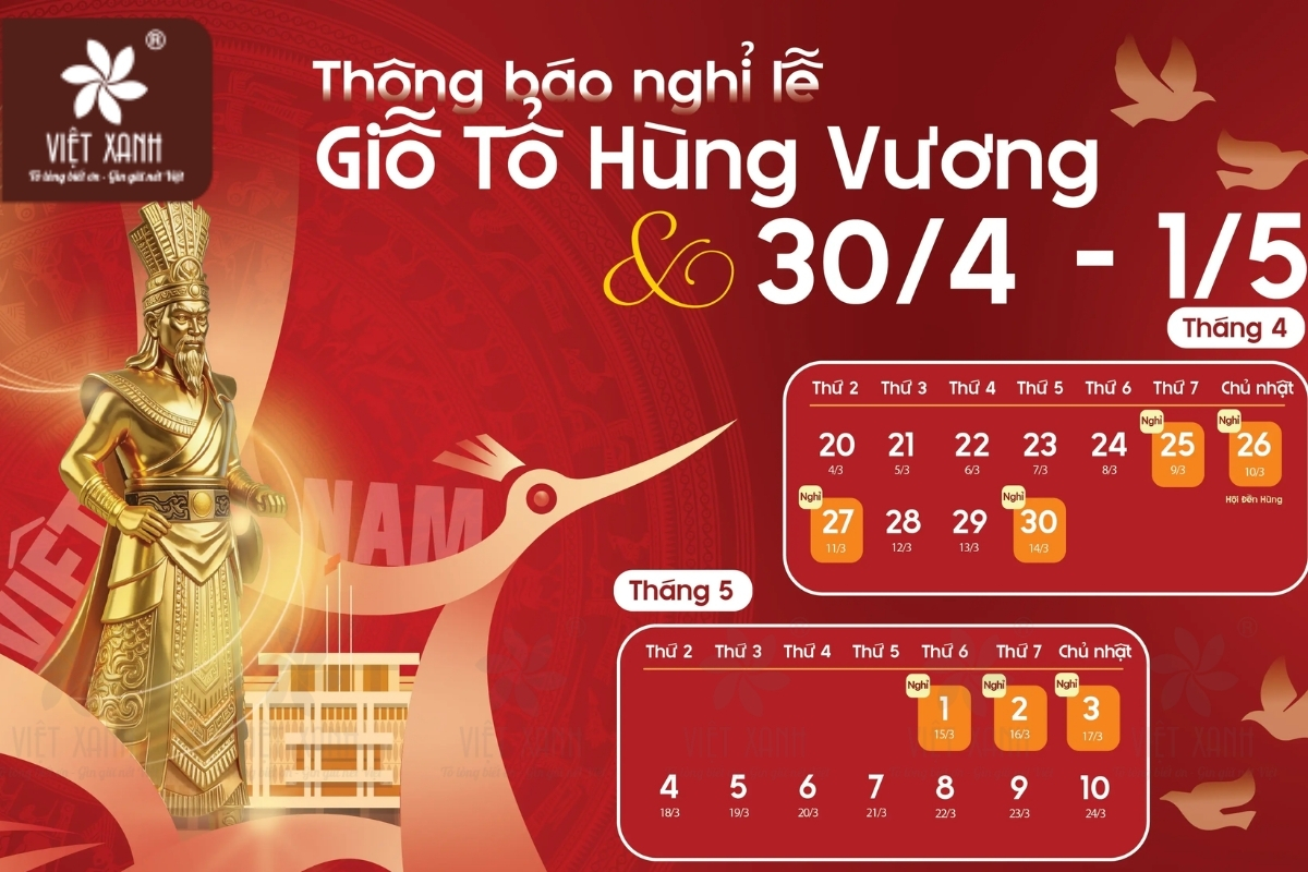 Lịch nghỉ lễ Giỗ Tổ Hùng Vương năm 2026 chính thức