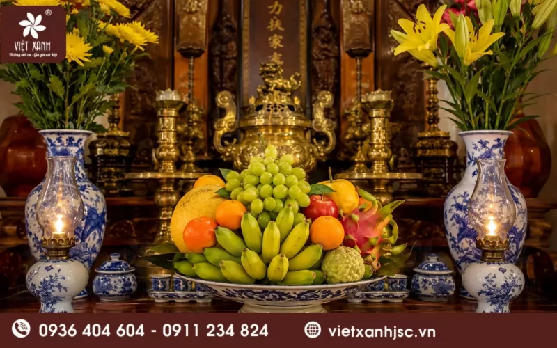 cách sắp xếp hoa quả trên bàn thờ