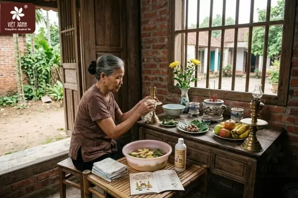 Bao sái ban thờ trước khi tìm hiểu mâm cúng rằm tháng 7 gồm những gì
