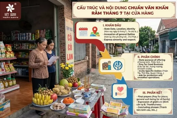 Cấu trúc và nội dung chuẩn của văn khấn rằm tháng 7 tại cửa hàng