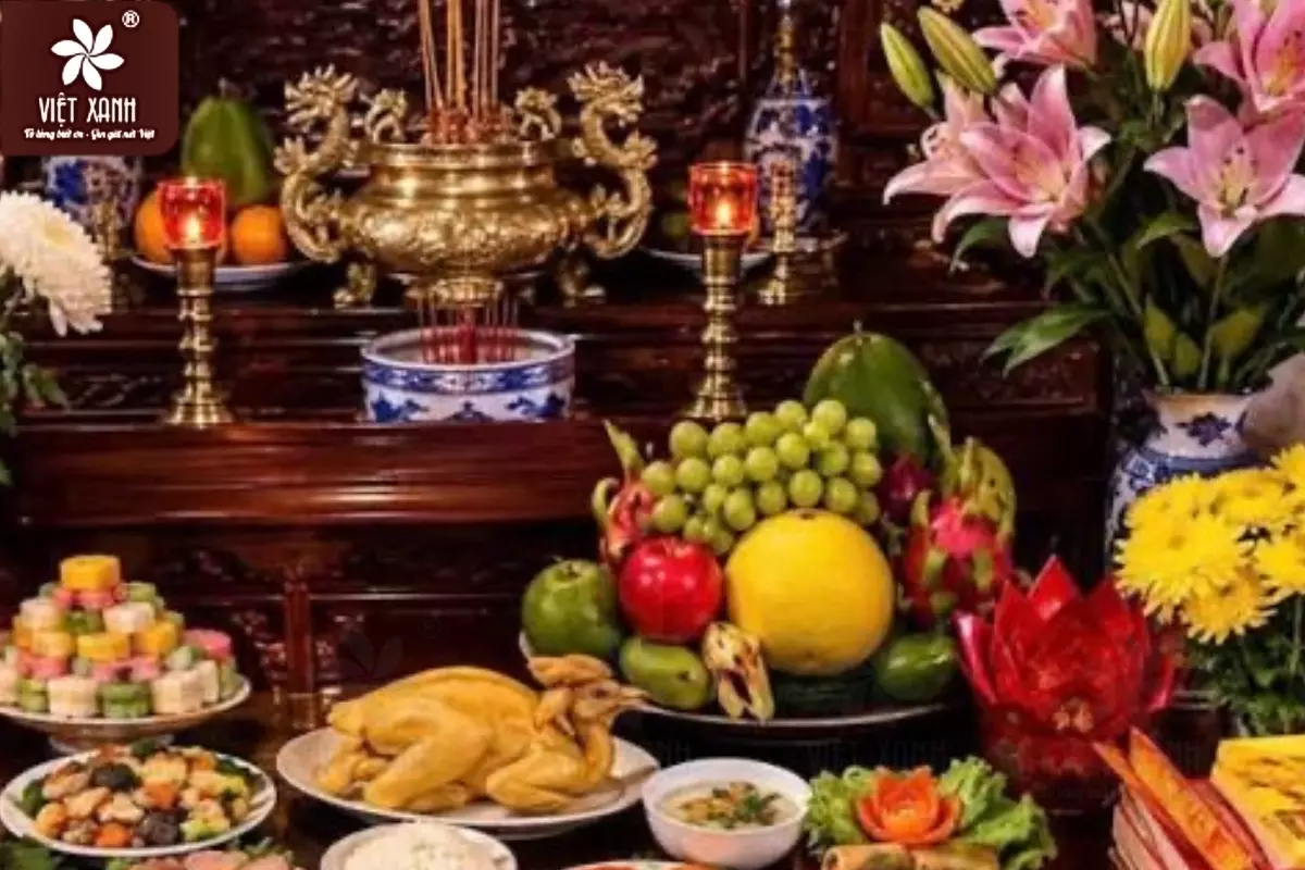 mâm cúng thần linh và gia tiên