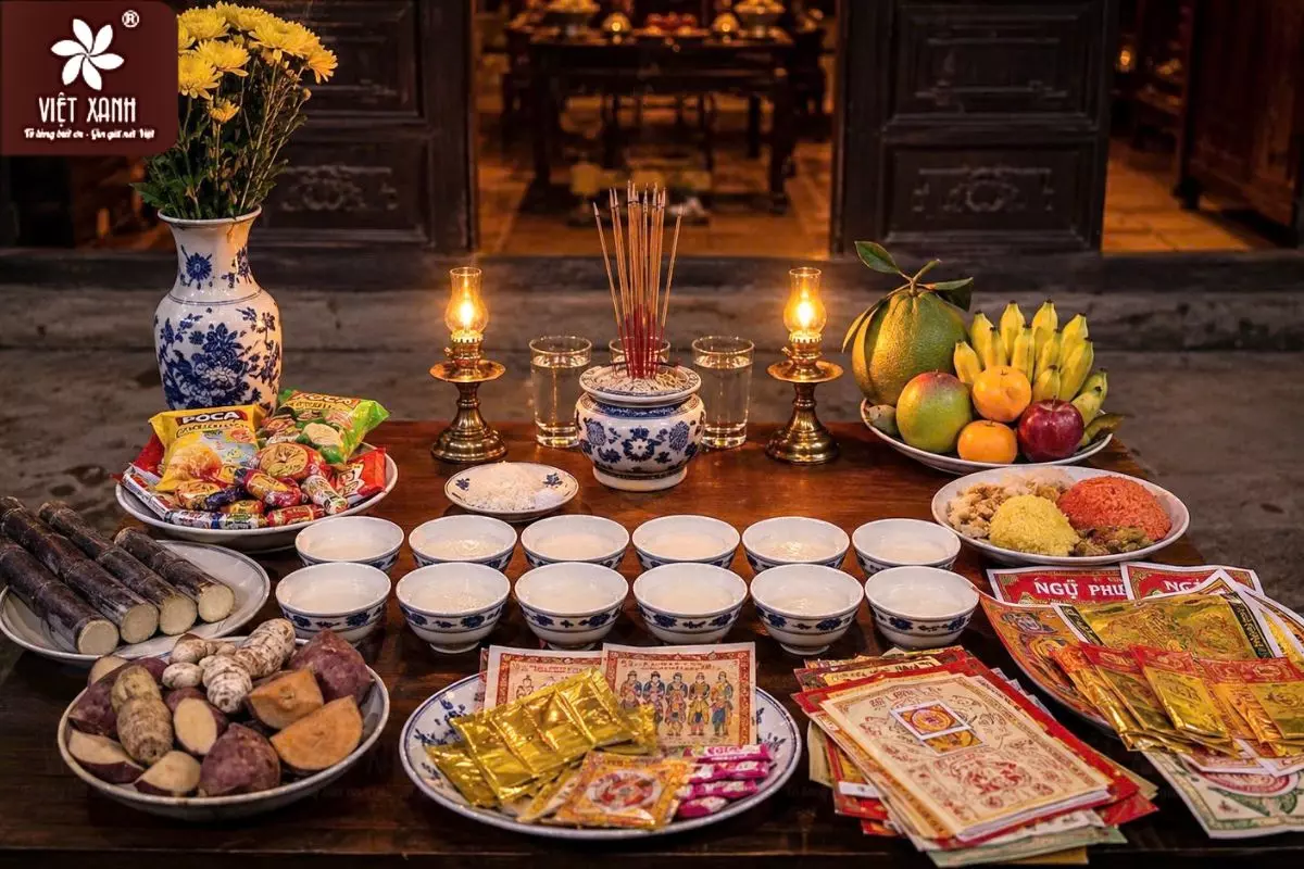 mâm lễ cúng chúng sinh ngoài trời