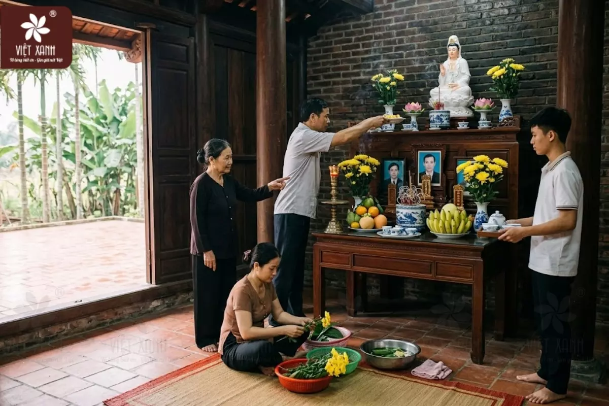 Có nên bố trí bàn thờ Phật chung với gia tiên?
