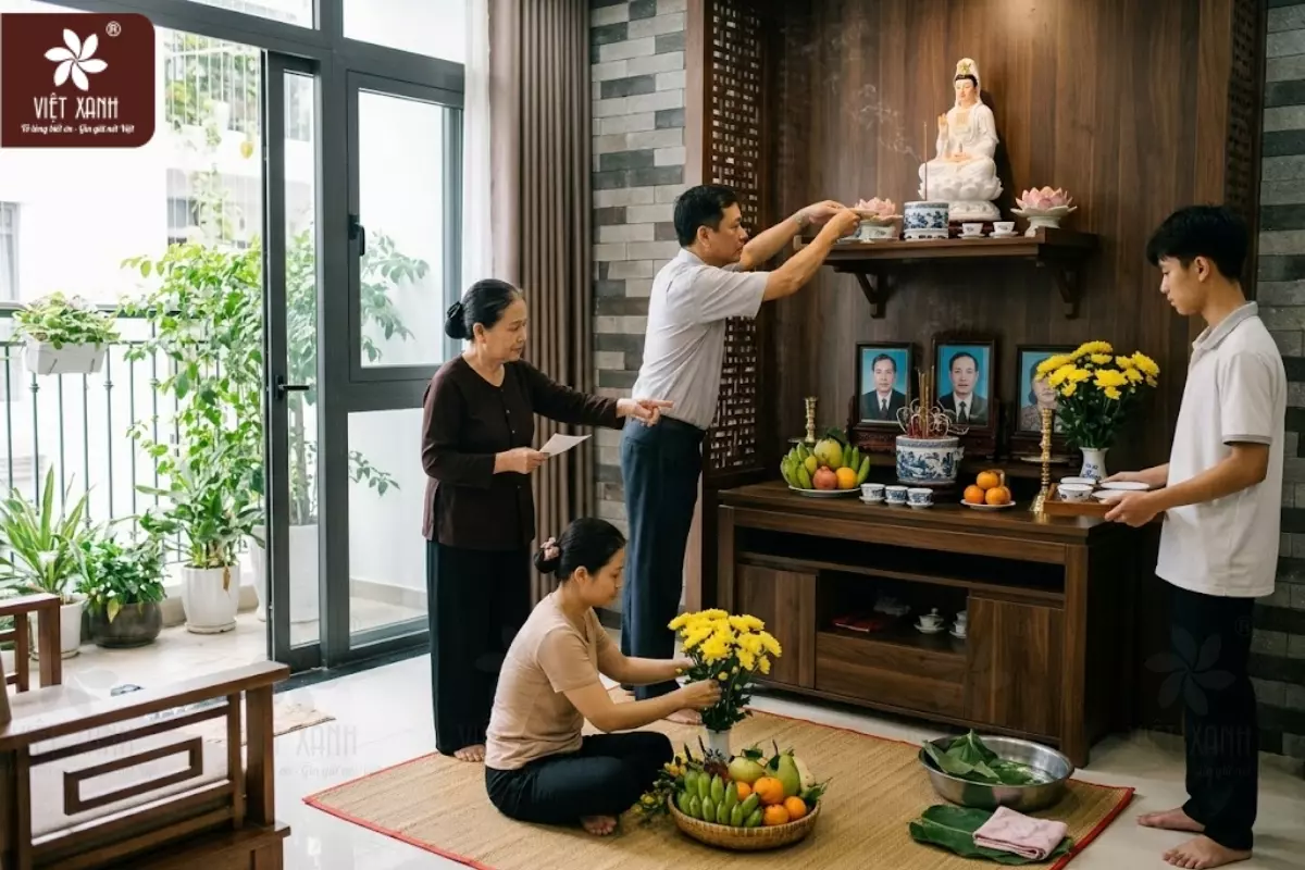 Hướng dẫn cách bài trí bàn thờ Phật và gia tiên chung