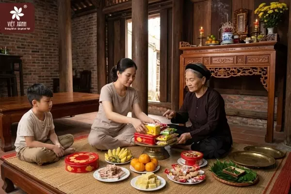 Hướng dẫn chi tiết cách bày bánh kẹo trên bàn thờ