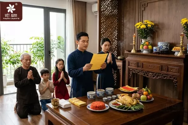 Mẫu văn khấn Thần Linh, Thổ Công và Gia Tiên
