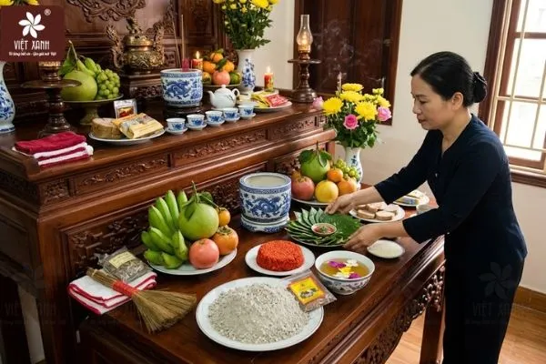 Sắm sửa các lễ vật thờ cúng thay tro bát hương